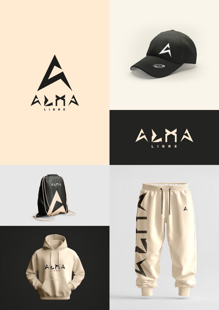 Brand identity Alma Libre: logo e merchandising streetwear, progetto grafico di LC Creative Studio
